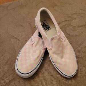 Vans Pink Checkered Slip-On Shoes